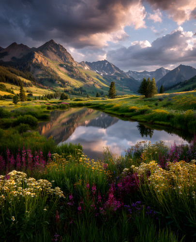 Fiori selvatici alpini intorno